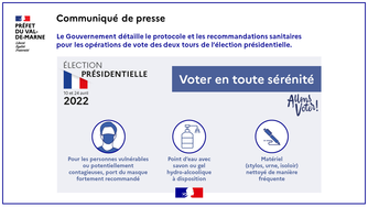 Communiqué : Protocole et recommandations sanitaires pour les 2 tours de l’élection présidentielle